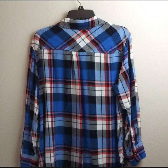 Ava & Viv Soft Plaid Lightweight Button Down Shirt - 2X - Picture 6 of 8